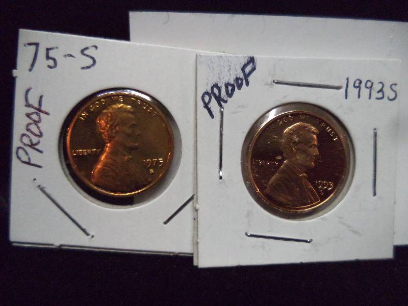 1975S, 1993S. 1995S, 1996S Proof Pennies