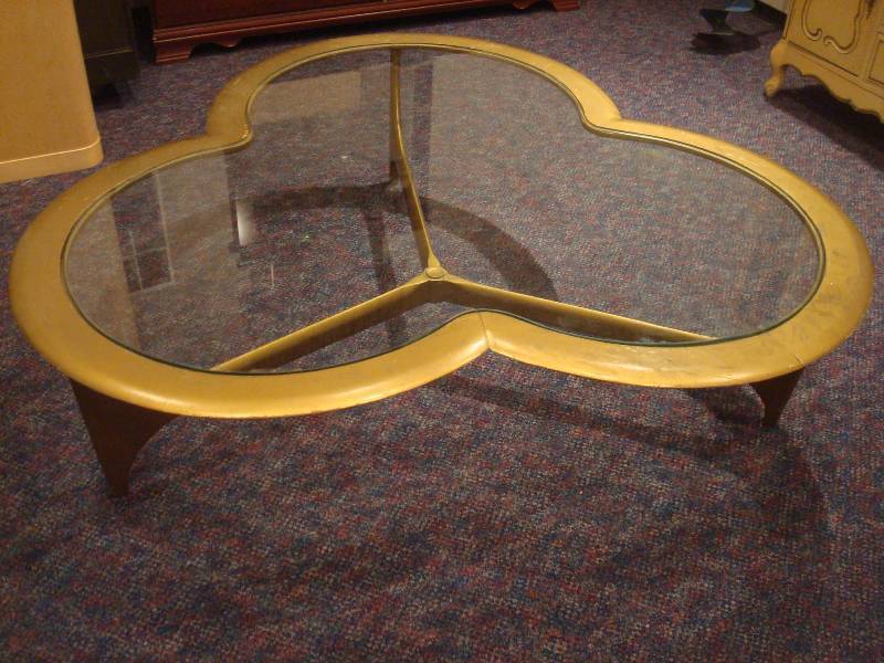 Vintage Mid Century Modern LANE Clover Glass Coffee Table, Used, Some Wear, Marks
