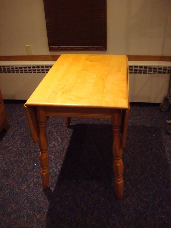 Wood Table With Folding Flaps, Used, Some Wear