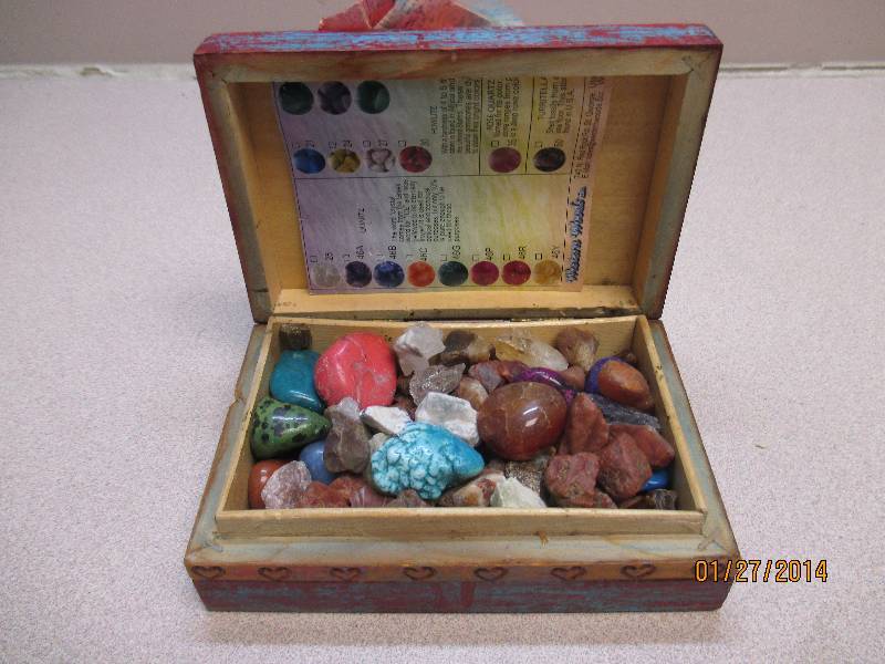 Box With Some Different Rocks And Stones