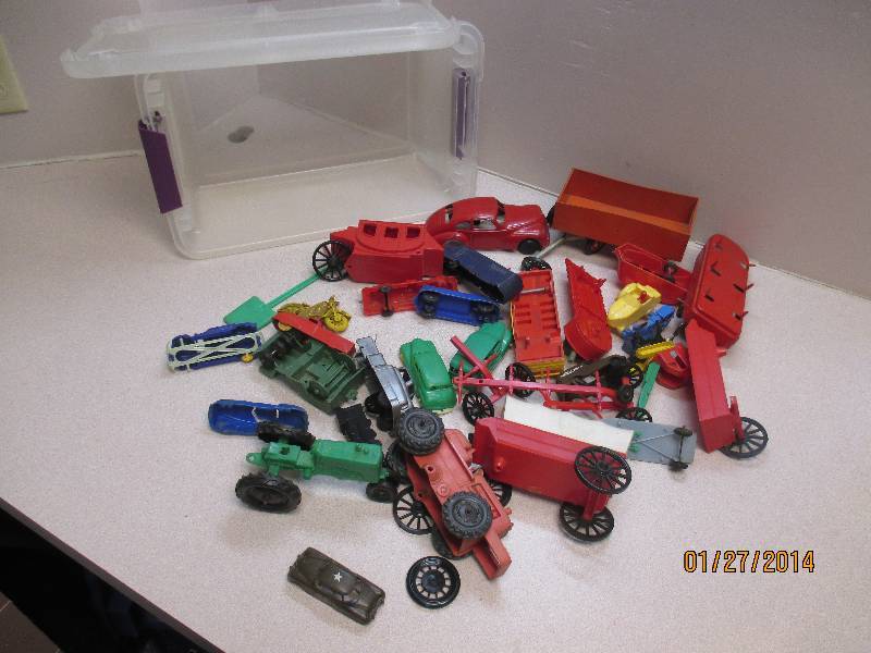 Lot Of Vintage Vehicles Toys, Mostly Plastic, Show Wear