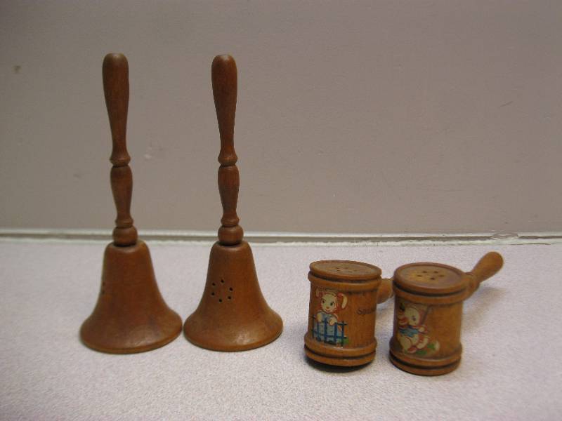 Lot Of Vintage Wooden Items, Bells