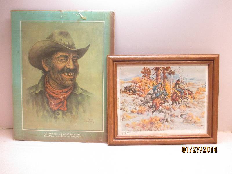 Pair Of Cowboy Art Pictures