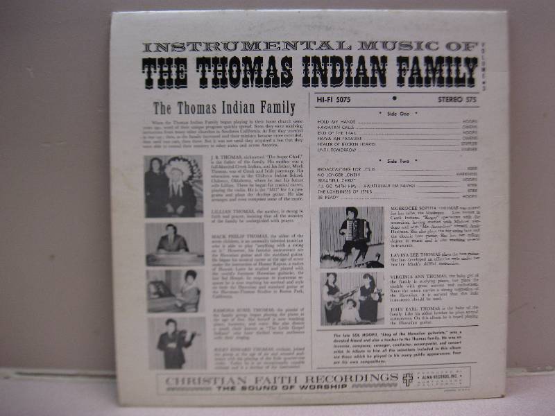 Vinyl LP Record, Used, May Show Minor Wear, Sleeve May Shows Wear - Thomas Indian Family