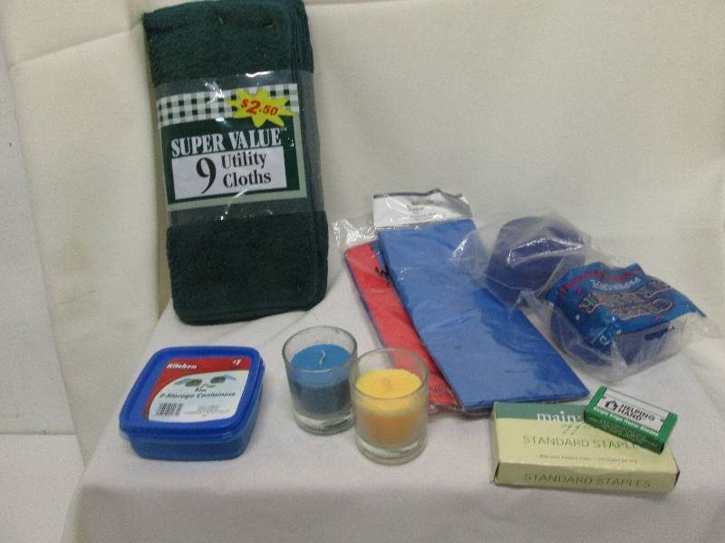 Pk of 9 utility cloths, 2 vigil can...