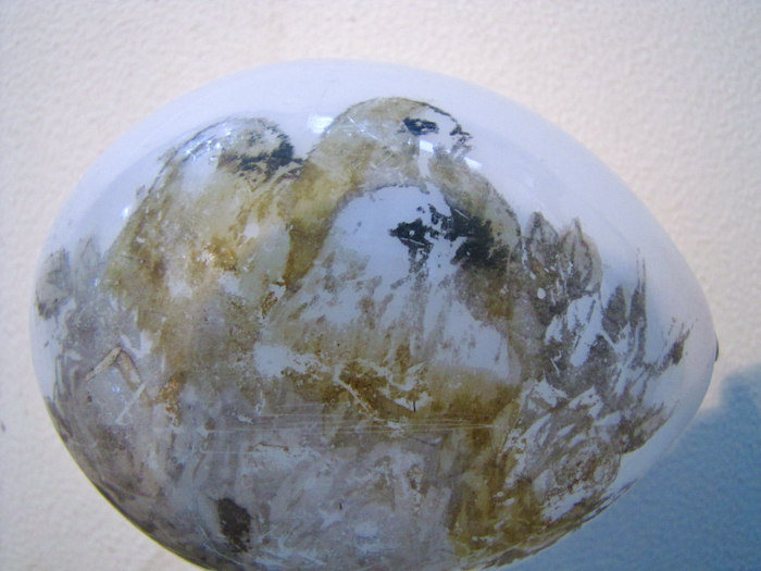 lot 332 image: Hand blown victorian era glass eggs hand painted