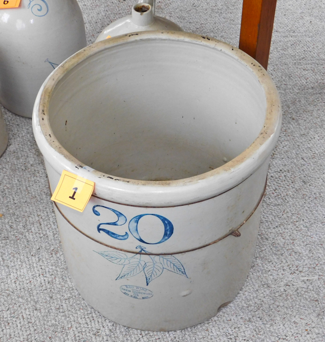 lot 3 image: Red Wing Vintage 20 gallon crock there is only one chip Please see photos