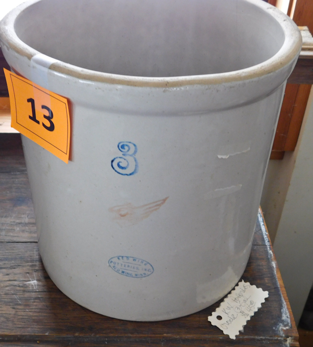 lot 13 image: Red Wing 3 gallon crock
