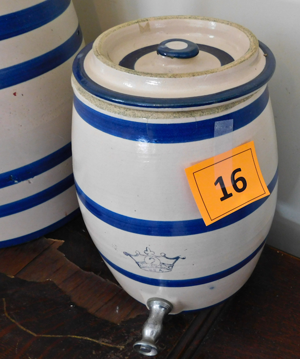 lot 16 image: Robinson Ransbottom Blue Crown 2 Gallon Stoneware Water Cooler
