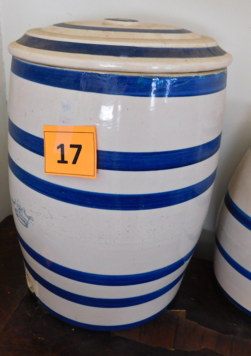 lot 17 image: Robinson Ransbottom Blue Crown 6 Gallon Stoneware Water Cooler