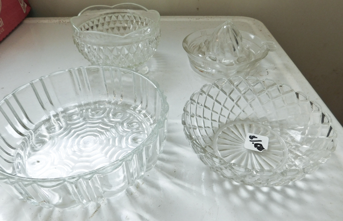 lot 45 image: glass juicer and other glass decor serving items