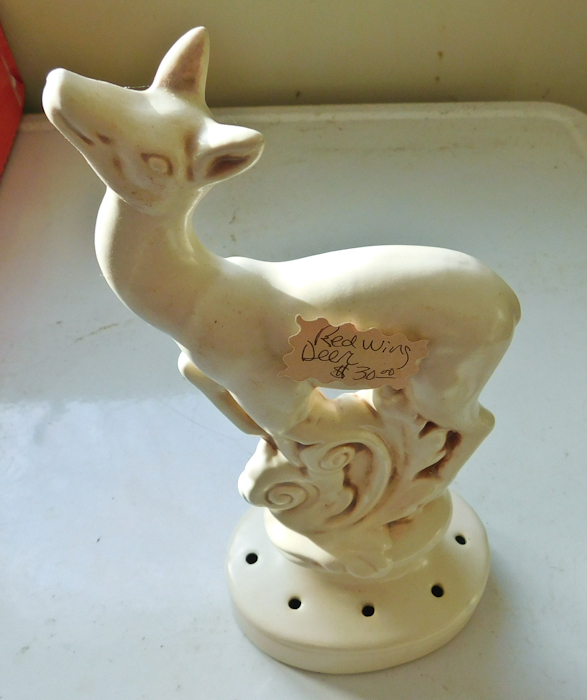 lot 59 image: Red Wing Deer Flower Frog used with (Red Wing console bowl platter 526)