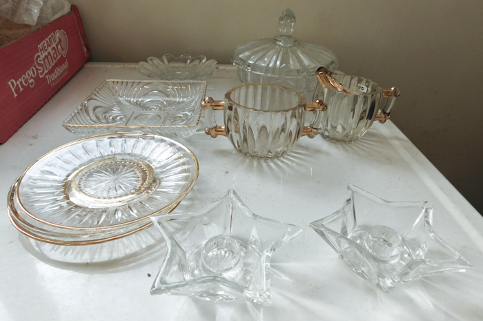 lot 61 image: clear glass candle holders andserving items please see photos