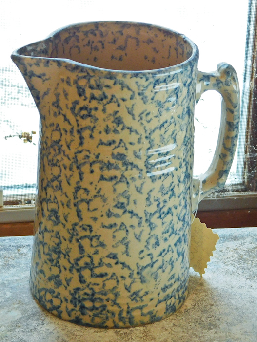 lot 88 image: spongeware tall pitcher unmarked