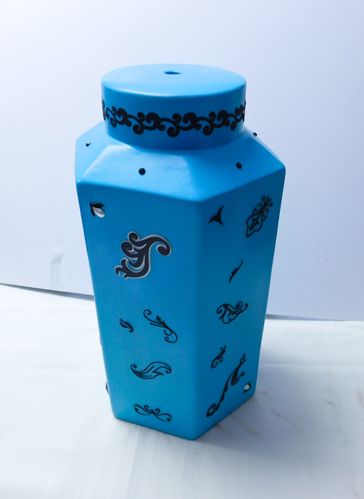lot 196 image: decorated lamp base painted and embellished