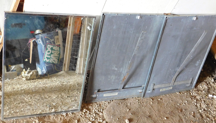 lot 215 image: 3 industrial mirrors with chrome trim