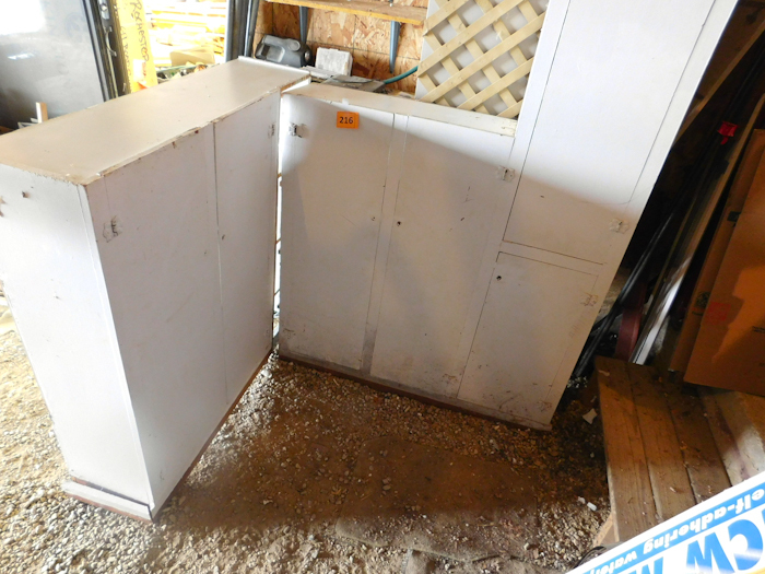 lot 216 image: two vintage kitchen cabinets removed