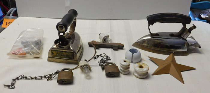 lot 205 image: metal decor items irons locks and more see photos