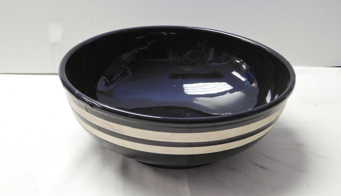 lot 207 image: vintage mixing bowl heavy black white stripes