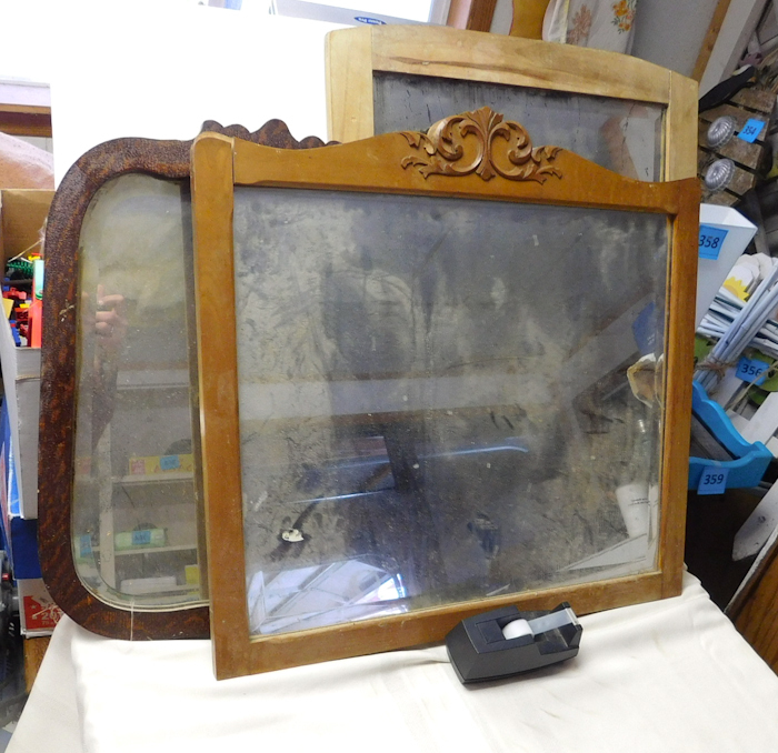 lot 235 image: three vintage mirrors all need a bit of TLC to be used