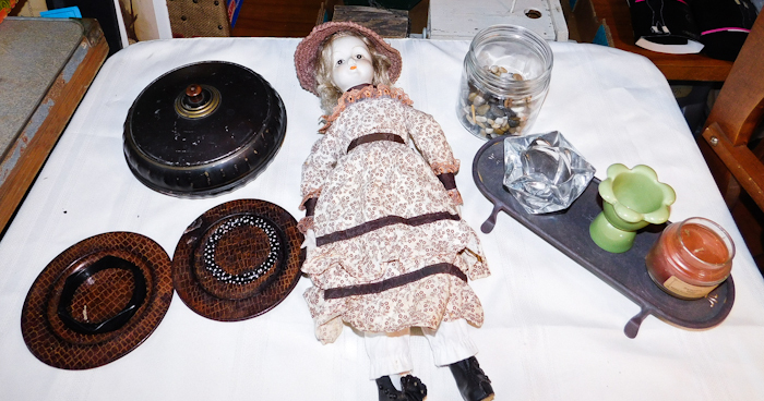 lot 274 image: vintage metal sewing kit vintage porcelain doll candles and more