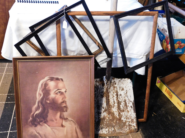 lot 276 image: Jesus print four frames and shovel