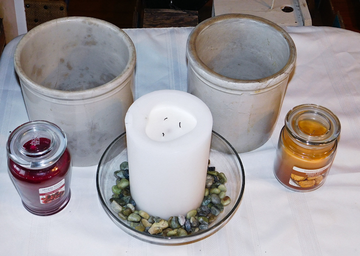lot 277 image: two unmarked crocks candles and more