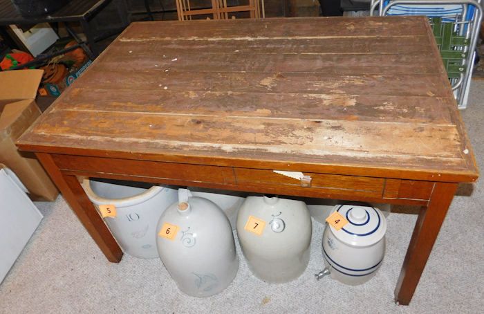 lot 329 image: Vintage library table there are two drawers one on each side on the right side
