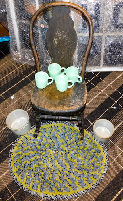 lot 297 image: Vintage Jadeite Mugs, Wood Chair & More