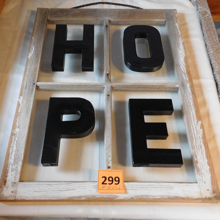 lot 299 image: Vintage up-cycled Window, Shabby Chic HOPE
