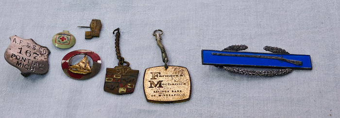 lot 72 image: sterling combat infantry badge several other pin back items