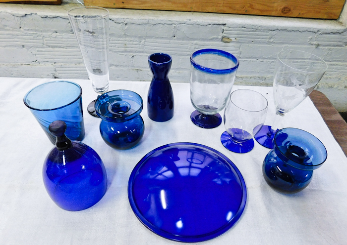 lot 80 image: lot of blue glass items