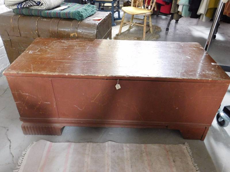 lot 13 image: vintage cedar chest  with hardware sturdy intact