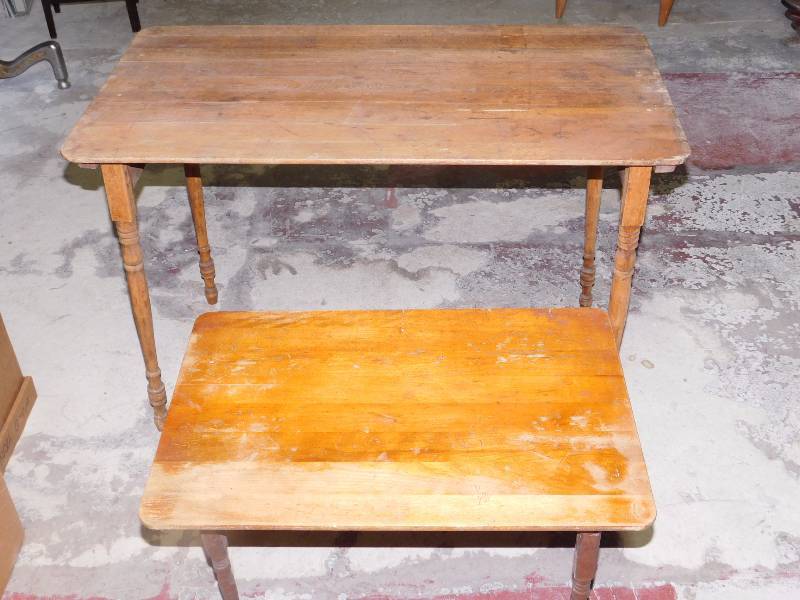 lot 103 image: These folding wooden sewing tables were made by the Paris Mfg. Co.