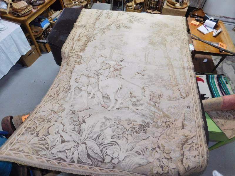 lot 149 image: Petit Point French Scene cotton tapestry