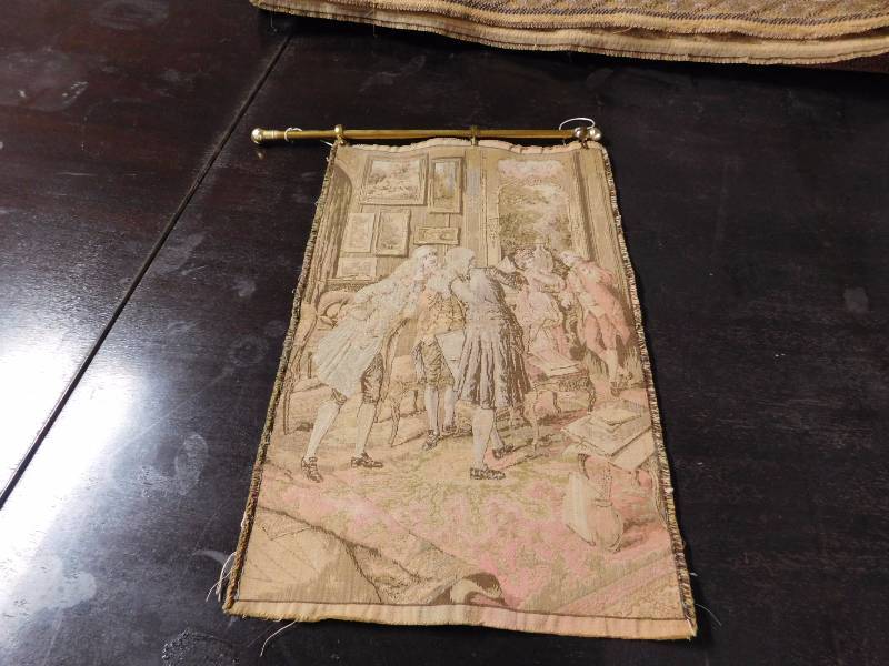 lot 150 image: Petit Point Parlor Scene cotton tapestry