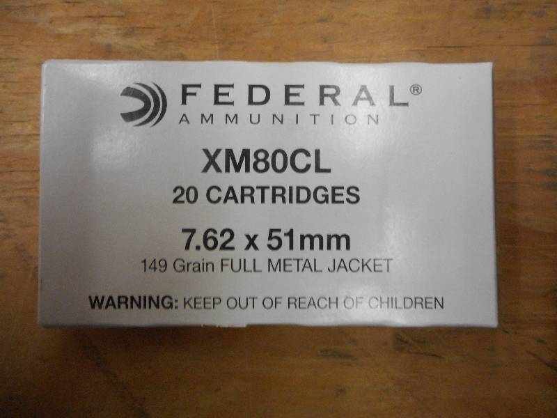 lot 10 image: (20) Rounds Federal XM80CL 7.62x51m...