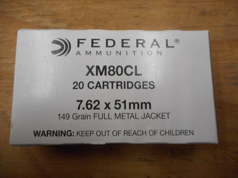 lot 14 image: (20) Rounds Federal XM80CL 7.62x51m...