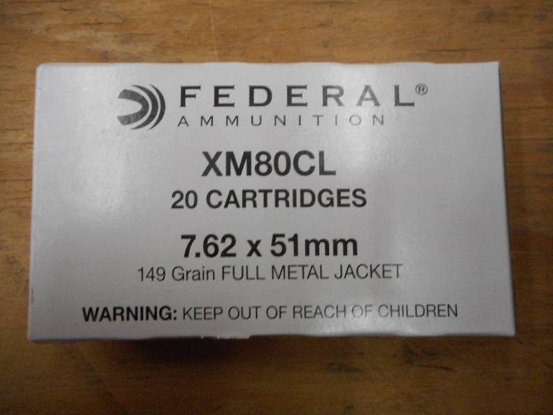 lot 17 image: (20) Rounds Federal XM80CL 7.62x51m...