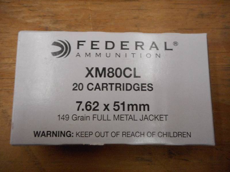 lot 19 image: (20) Rounds Federal XM80CL 7.62x51m...