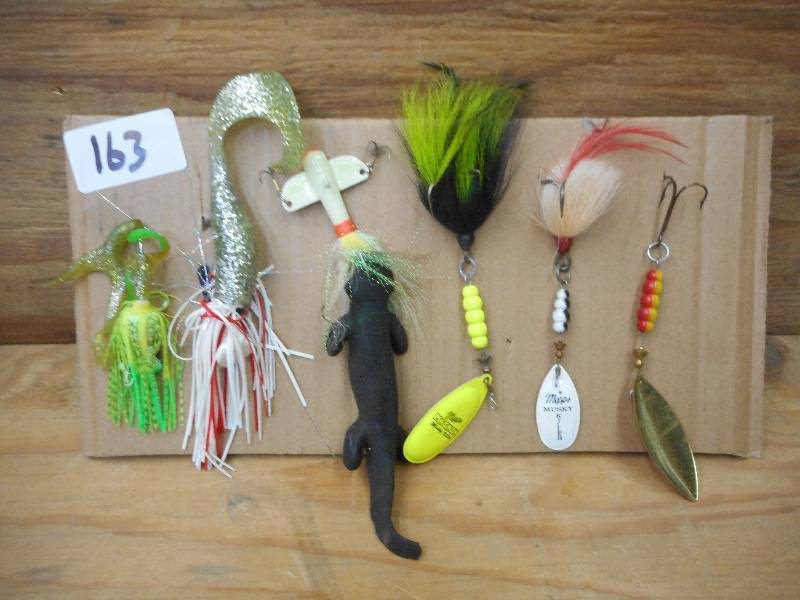 lot 163 image: (6) Assorted Muskie Spinners ...