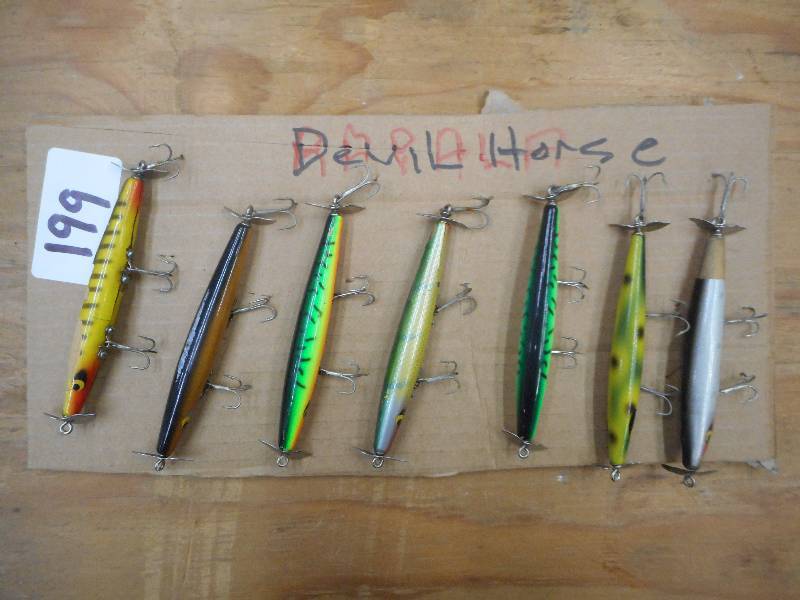 lot 199 image: (7) Assorted Devil Horse Lures ...