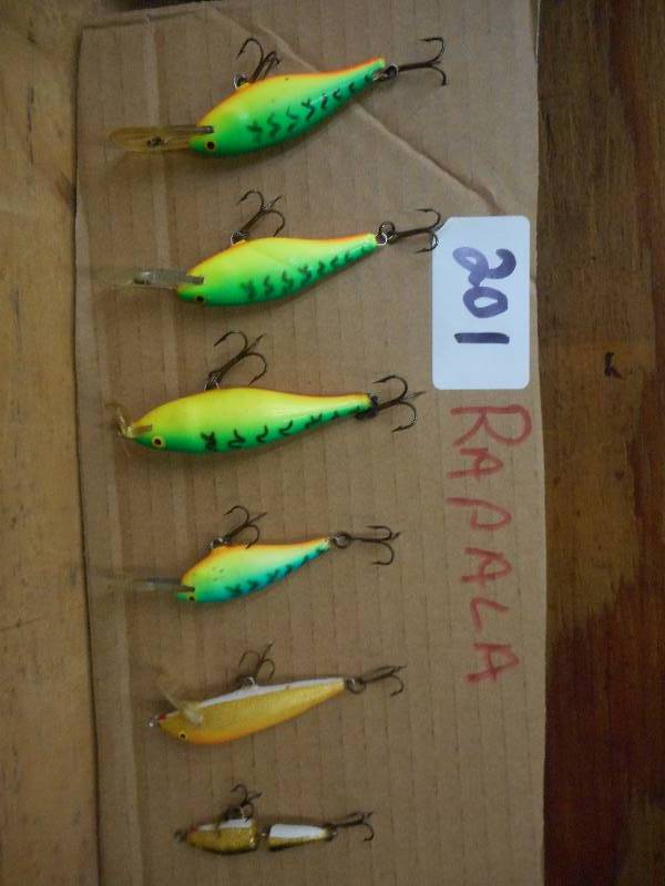lot 201 image: (6) Rapala Crankbait Lures ...