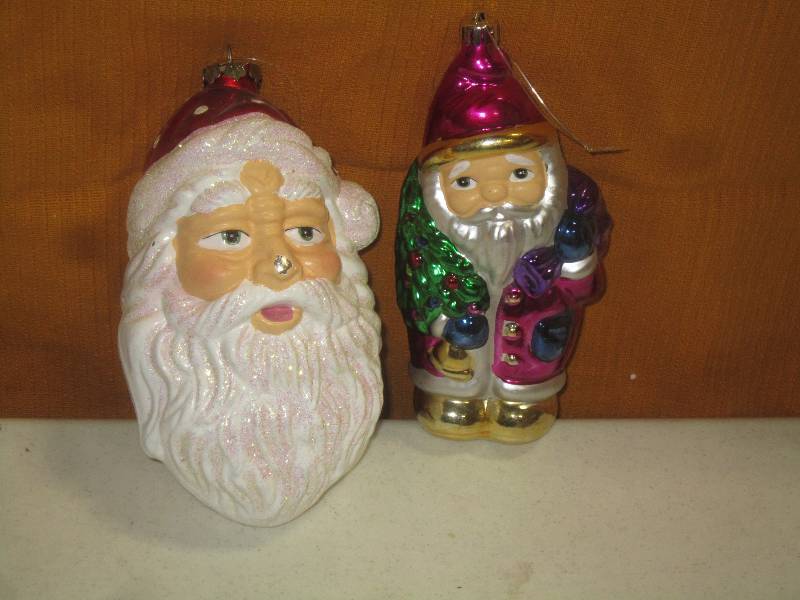 2 Christmas Glass Ornaments  8 & 7