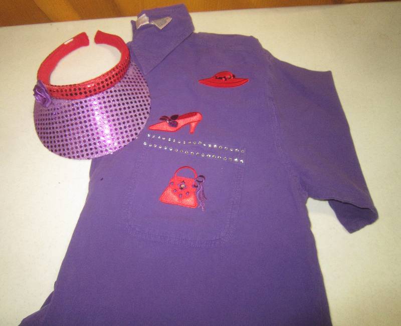 Red Hat Society Button Down Med Shirt & Visor