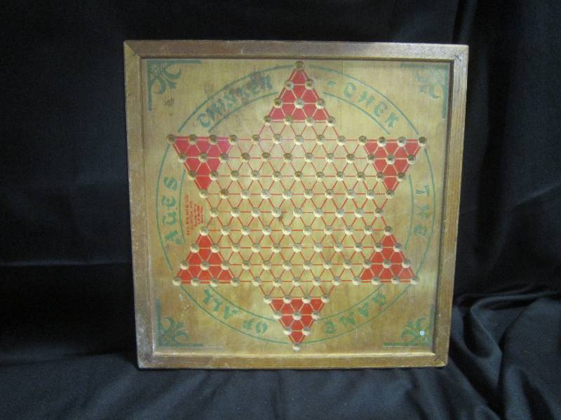 Very Old Chinese Checkers and Cheeker Wood Board