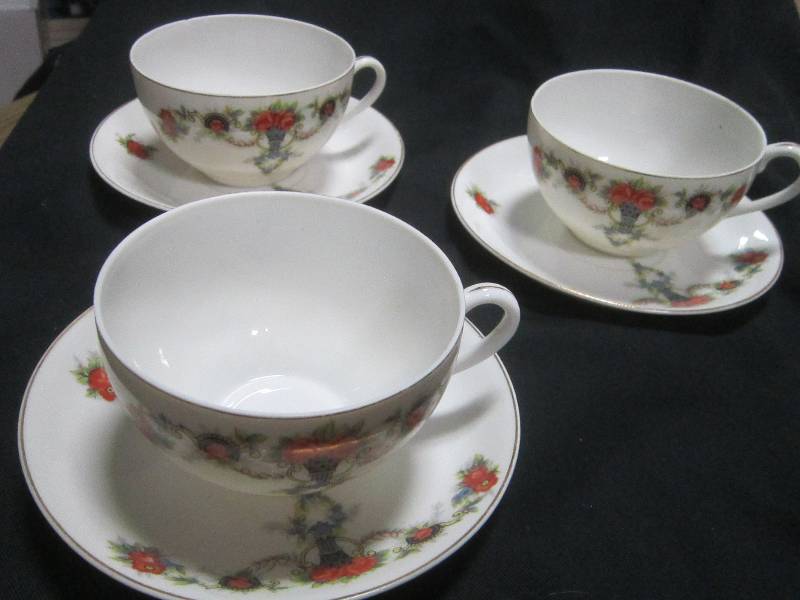 Set of 3 Cups and Sauces Occupied Made in Occupied Japan Yamaka