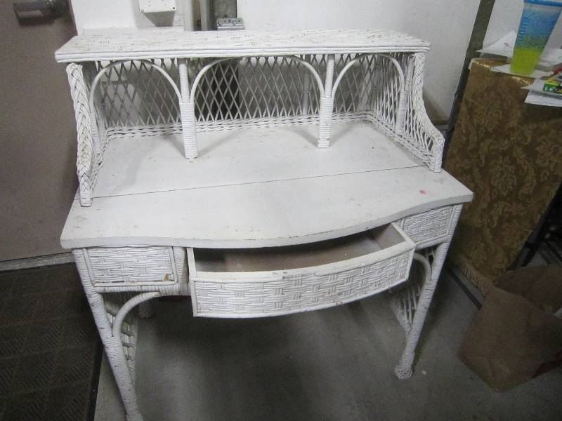 White Wicker Desk