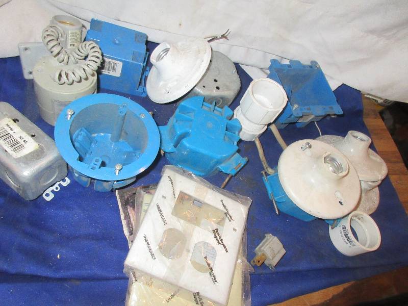 whole pail of electrical parts and misc