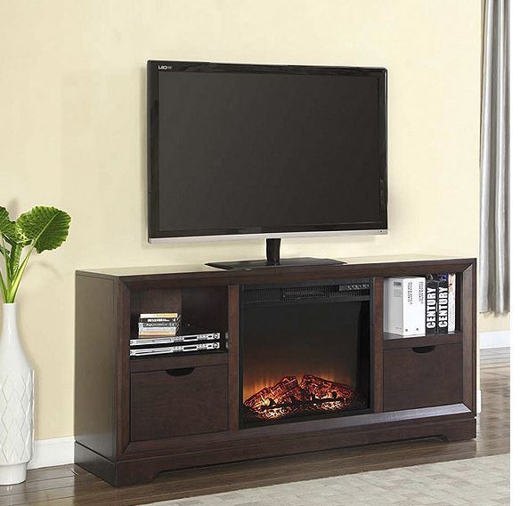 McLeland Design TV Media Fireplace Mantel Espresso